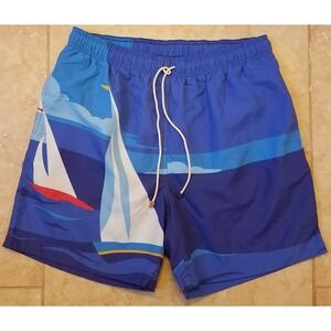 J. McLaughlin Sail Away Men Gibson Swim Shorts Water Trunks Blue Size M NEW